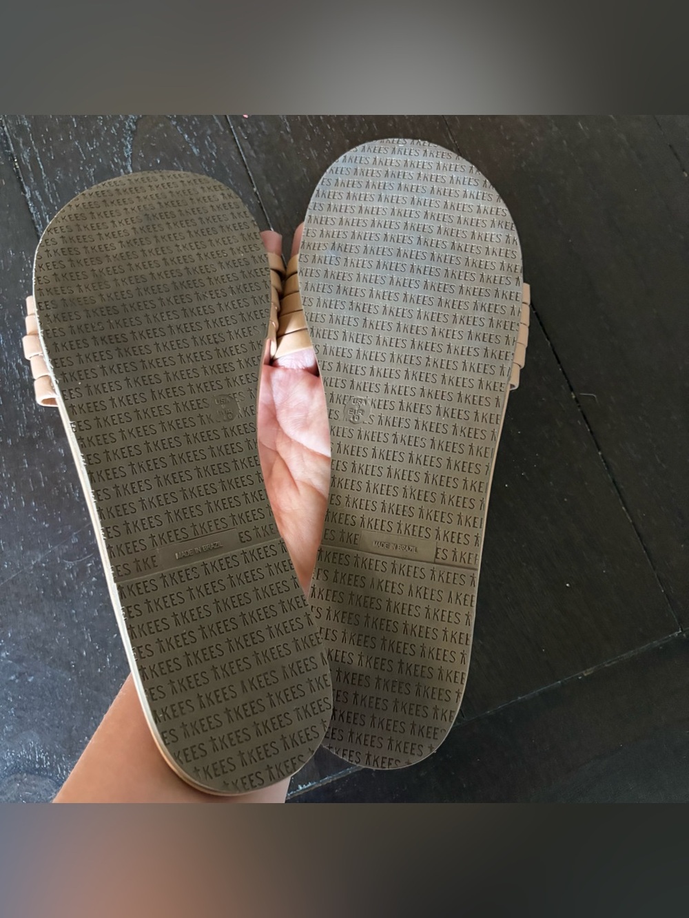 TKEES Serena Slide Sandals 5 Strap Minimalist Neutral Nude Size 9 - Picture 10 of 11
